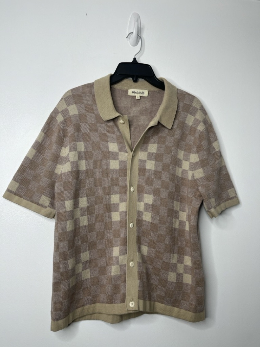 Madewell Men’s Plaid Short-Sleeve Sweater Knit‎ Polo Sz Small